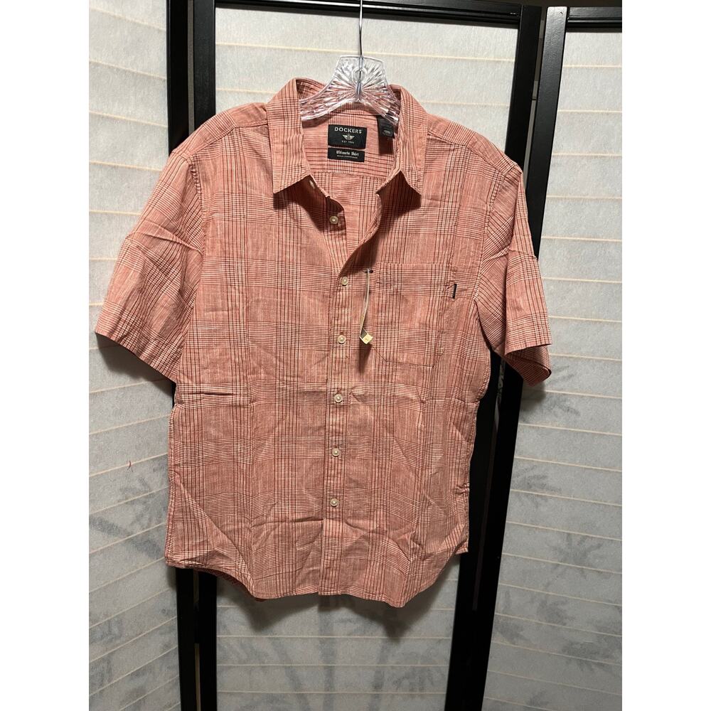 Dockers‎ Men’s Shirt Small Rust Plaid Short Sleeve Button Up NWT Casual